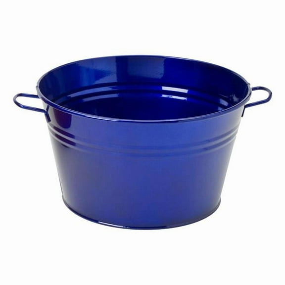 Houston International Trading 6085E GB 6085E GB Enameled Galvanized Steel Planter / Tub, Glazed Blue