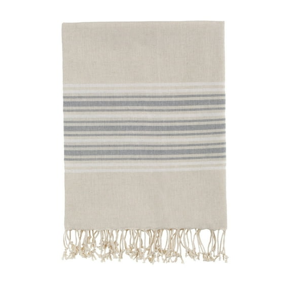 Bello Handwoven Turkish Beach Towel, Azad Linen Dark Grey, Quick Dry Highly Absorbent Sand-Free Versatile for Beach, Spa, Home, Peshtemal Towel (39 x 66.9 Inches)