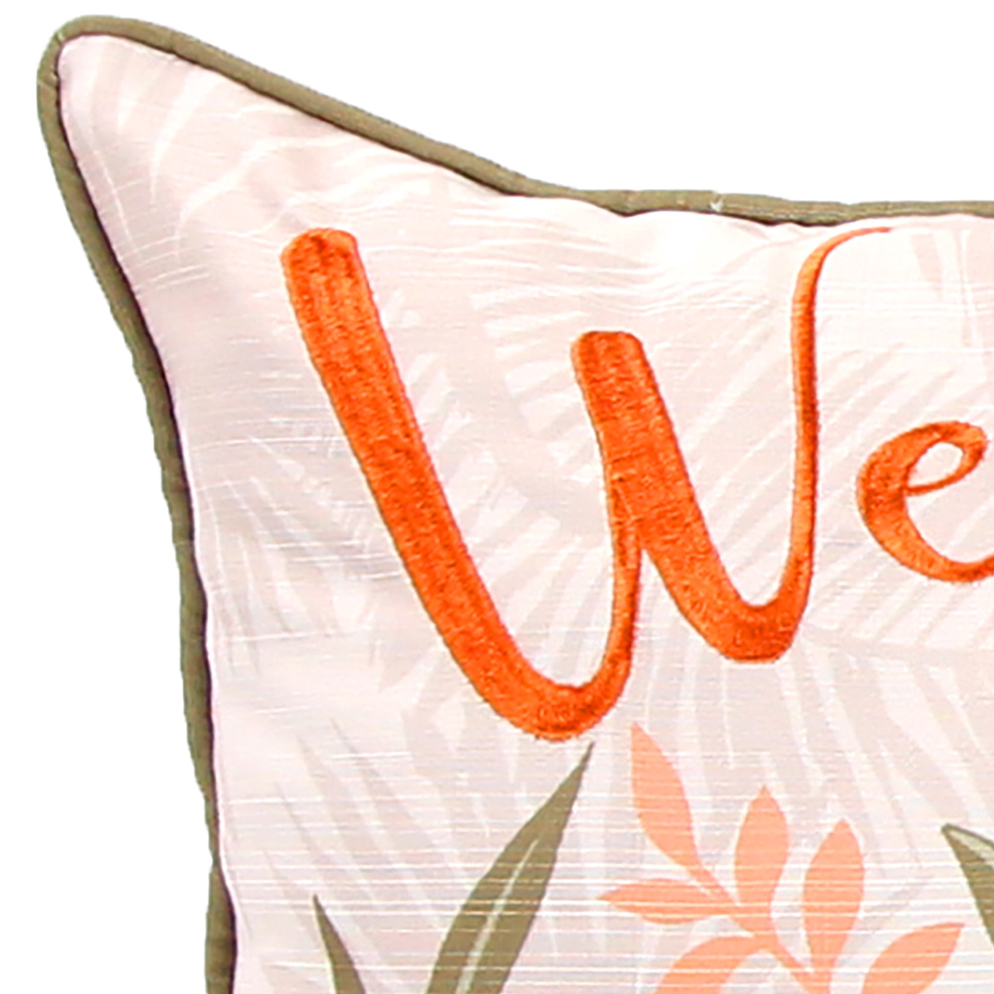 Jordan Manufacturing 20" x 20" Multicolor Welcome Pineapple Tropical Square Reversible Decorative Throw Pillow with Welt