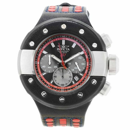 Invicta 19174 Men's S1 Rally Black Dial Black and Red Strap Chronograph GMT Watch