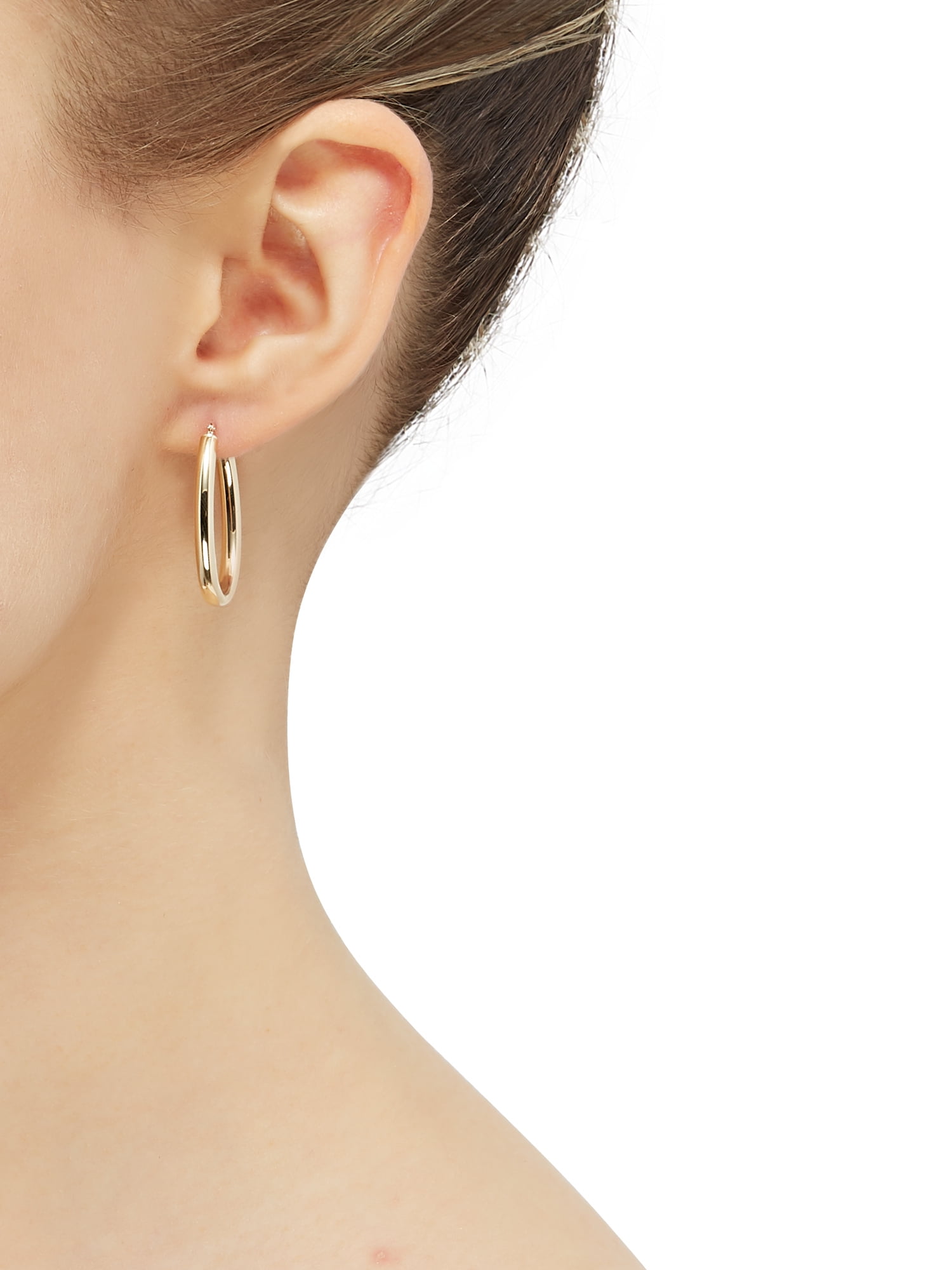 Brilliance Fine Jewelry 10K Yellow Gold 3MM x 40MM Hollow Round Hoop Earrings