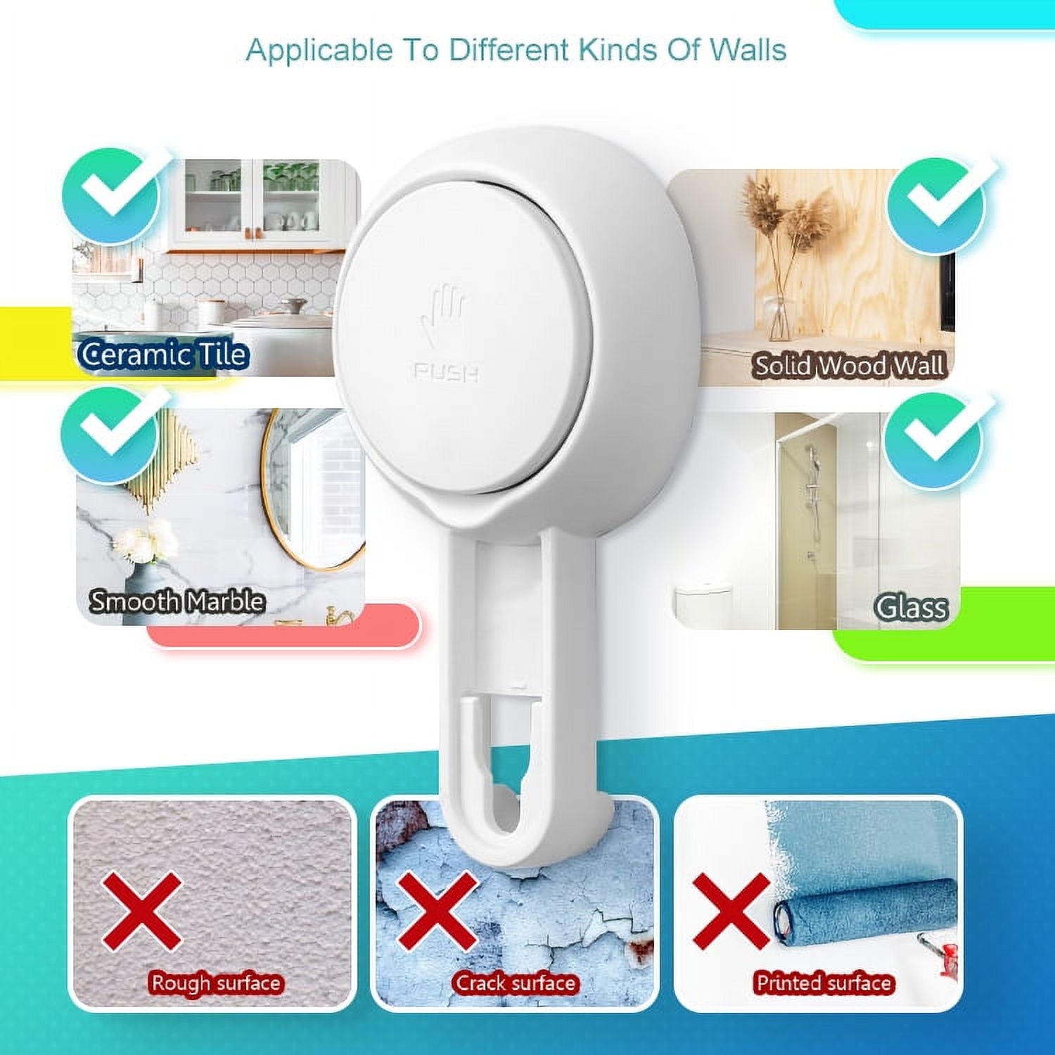 (2 pack) Mainstays Powerful Removable and Reusable Vacuum Suction Cup Hook-1PK