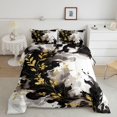 thumbnail image 2 of Castle Fairy Abstract Watercolor Wash Splash Full Size Comforter Sets 3-Piece,Retro Aesthetics Gold Leaves Bedding Comforter Set,Black Gold,Reversible,1 Comforter and 2 Pillowcases, 2 of 6