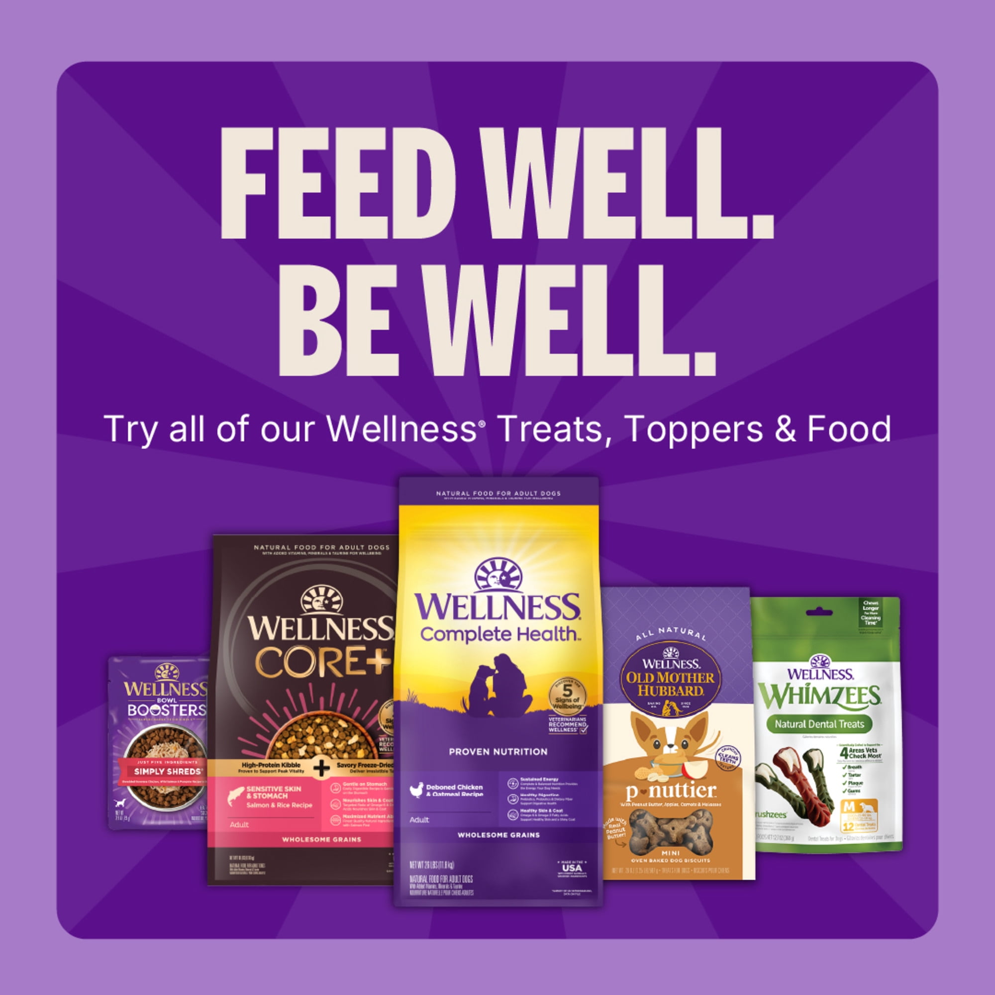 (4 pack) Wellness Rewarding Life Dog Treats, Natural, Training Treat, Grain Free, Soft Chicken & Lamb (6 Ounce bag)