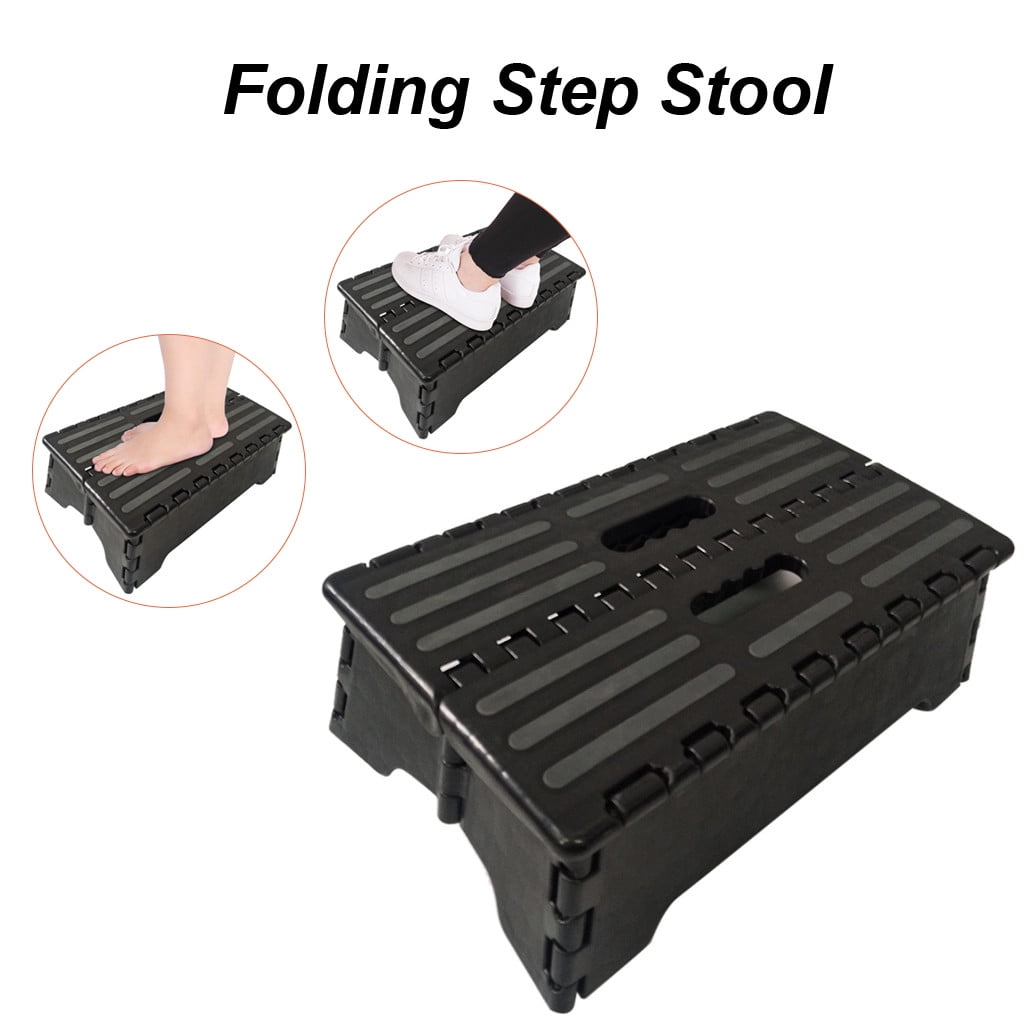 Great for Kitchen Kids or Adults. Bathroom Black,2 Opens Easy with One Flip Bedroom Holds up to 300 Lb is Sturdy Enough to Support Adults and Safe Enough for Kids MarkGifts Folding Step Stool 8.26 Height