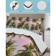 thumbnail image 3 of Full Size Quilt Bedding Set, Green Coconut Trees Reversible Summer Quilt 3 Pieces, Coastal Tropical Plants Pink Blue Lightweight Bedspreads Coverlets with 2 Pillow Shams for All Seasons, 3 of 5