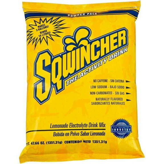 Sqwincher Powder Electrolyte Replacement Beverage Mix, 5g Lemonade (Case of 16)