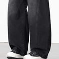 thumbnail image 5 of LODIENY Baggy Jeans for Men Wide Leg Hip Hop Elastic Waist Drawstring Trousers Stylish Loose Fit Denim Casual Streetwear Skateboard Pants with Pockets Black XXXL, 5 of 6