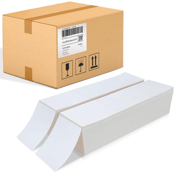 Fanfold Direct Thermal Shipping Labels, Self-Adhesive, 4000 Count, 4 x 6 in