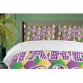 thumbnail image 4 of Ambesonne Mardi Gras Duvet Cover Sets, Word on Diamond Backdrop, 2-King, Fern Green Marigold, 4 of 7