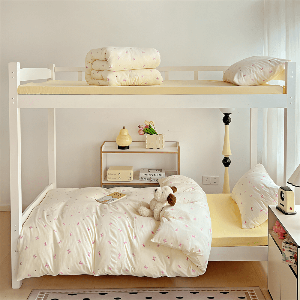 3 Pieces Bow Jacquard Duvet Cover Cartoon Pink Bowknot Pattern Comforter Cover Soft Breathable Cute Coquette Bedding,Full Size