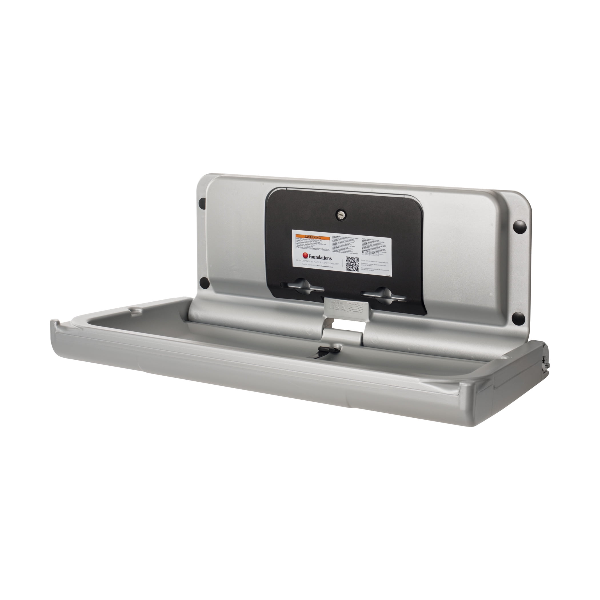 Foundations Ultra Horizontal Baby Changing Station, EZ Mount Backer Plate Included,Silver (200-EH-04)