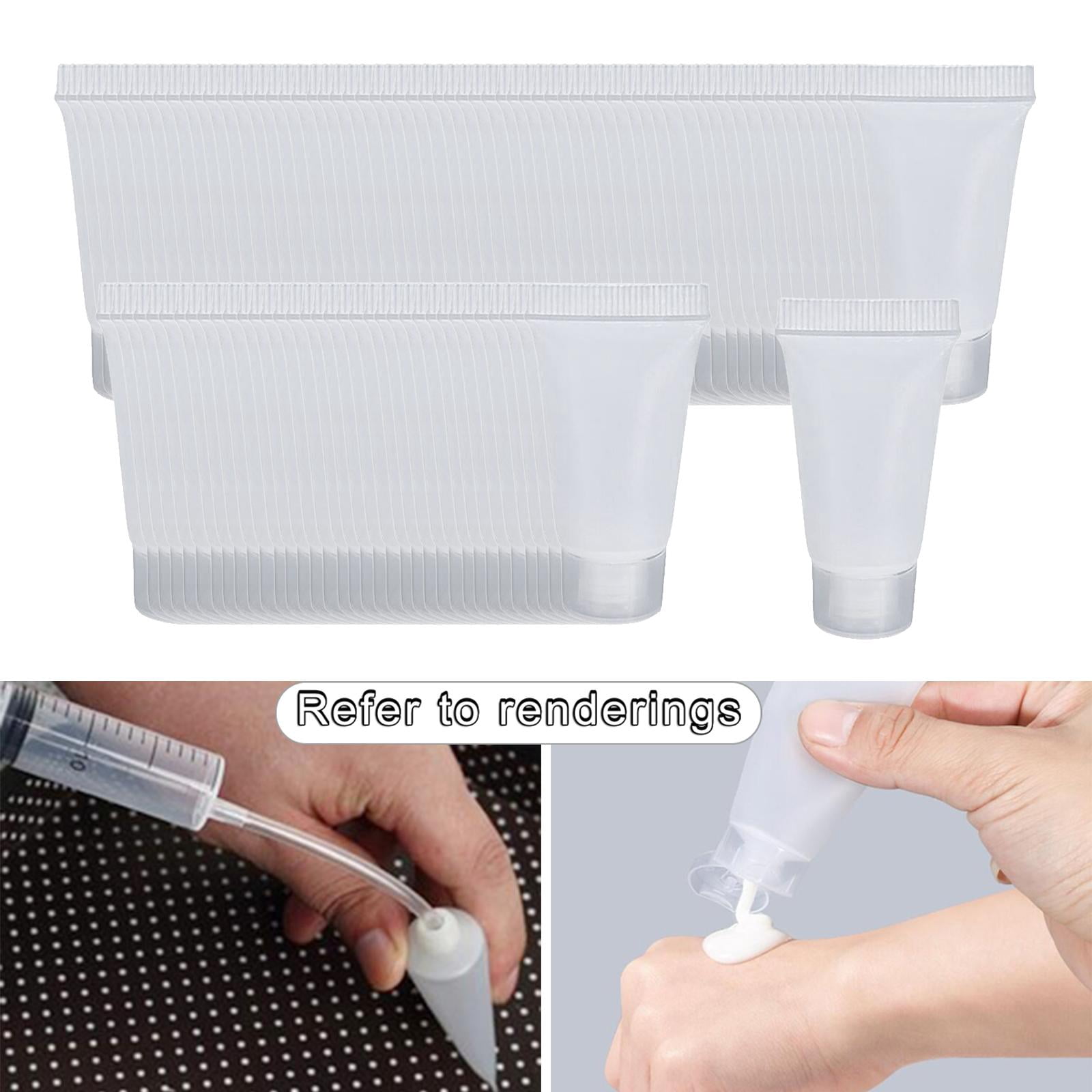 EHJRE 100Pcs Empty Bottle 5ml with Caps Refillable Portable Plastic .Container . .Shampoo Squeeze Bottle .Hand Lotion Travel - matte white