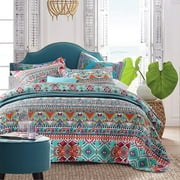 NEWLAKE Cotton Bedspread Queen Quilt Sets Reversible Patchwork Coverlet Set, Boundless Universe Pattern