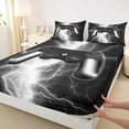 thumbnail image 5 of meiyoeat Neon Lightning Gaming Full Size Sheets for Boys Girls, Electric Gamer Bed Sheets, Black White, 4-Piece, 1 Flat Sheet, 1 Fitted Sheet and 2 Pillowcases, 5 of 6