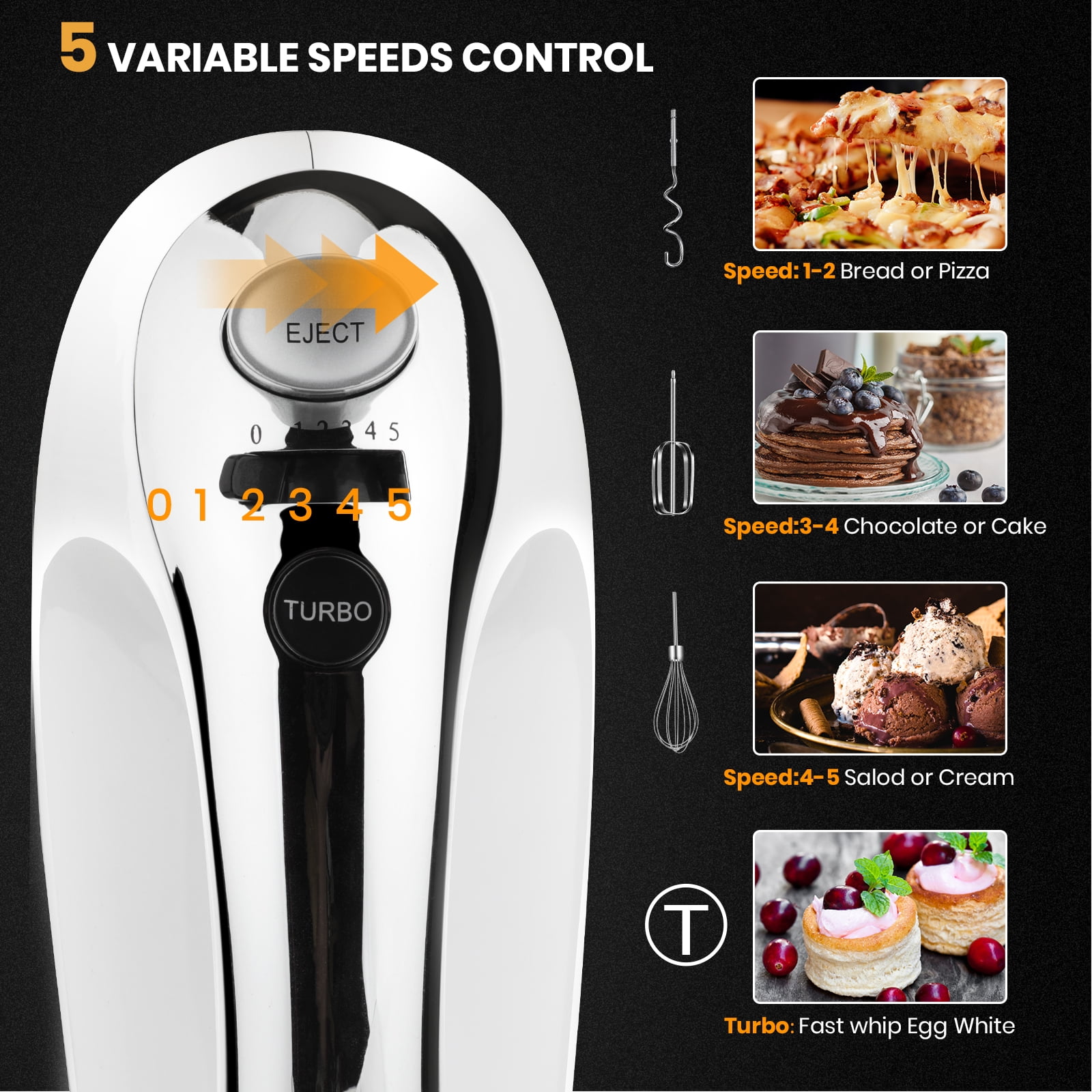 Buy Hand Mixer Electric, Upgrade 5Speed Hand Mixer with Turbo,Kitchen Hand Held Mixer with Box