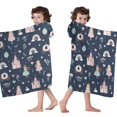 thumbnail image 4 of Navy Princess Castle Pattern Hooded Bath Towel，60"x35" for Ages 3 To 12 Kids, Quick Dry Lightweight Soft Microfiber Hood Beach Towel Cover Up for Kids, 4 of 7