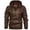 Brown, variant on IYTR Mens Jackets Solid Color Long Sleeve Jacket Zipper Hooded Neck Slim Hooded Leather Jacket with Pocket Brown XXXL