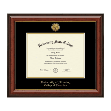 Framerly - UIUC Education Diploma Frame with Black and Gold Mat