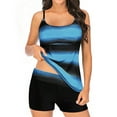 thumbnail image 1 of Tankini Swimsuits for Women Plus Size Print Strappy Back Set Two Piece Swimdress Bathing Suits, 1 of 7
