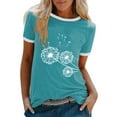 thumbnail image 1 of Cathalem Hauts à Manches Courtes Col Rond pour Femmes Tunique Rayée Manches Courtes - T-Shirt Col Rond Blouses, Bleu TG, 1 of 5