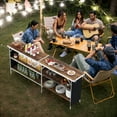 thumbnail image 2 of Yardi Yarda Aluminum Portable Picnic Table, Picnic Table with 2-Tier Open Shelves and Spacious Tabletop, Coffee, 2 of 17