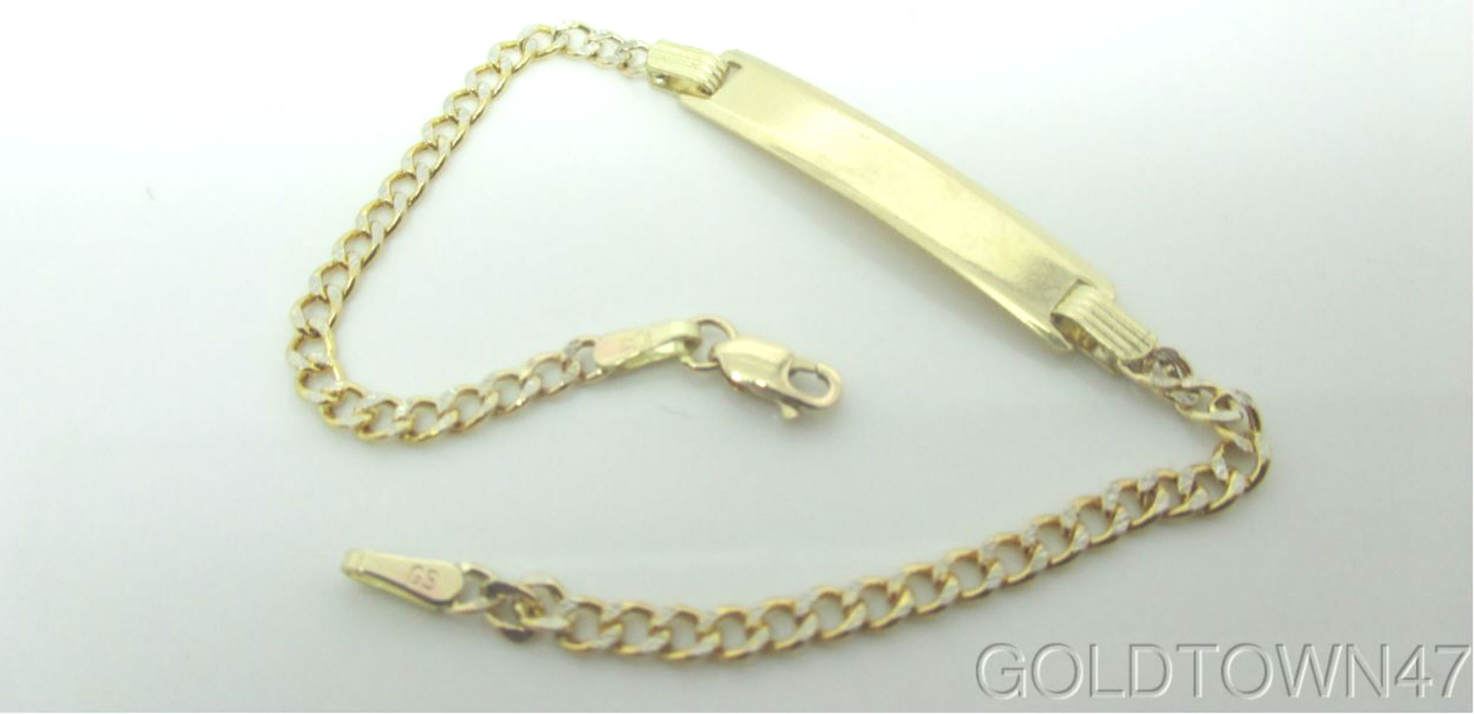 FREE ENGRAVING 10K Yellow Gold 5.5 Inch Cuban Chain Child Kid Baby ID Bracelet