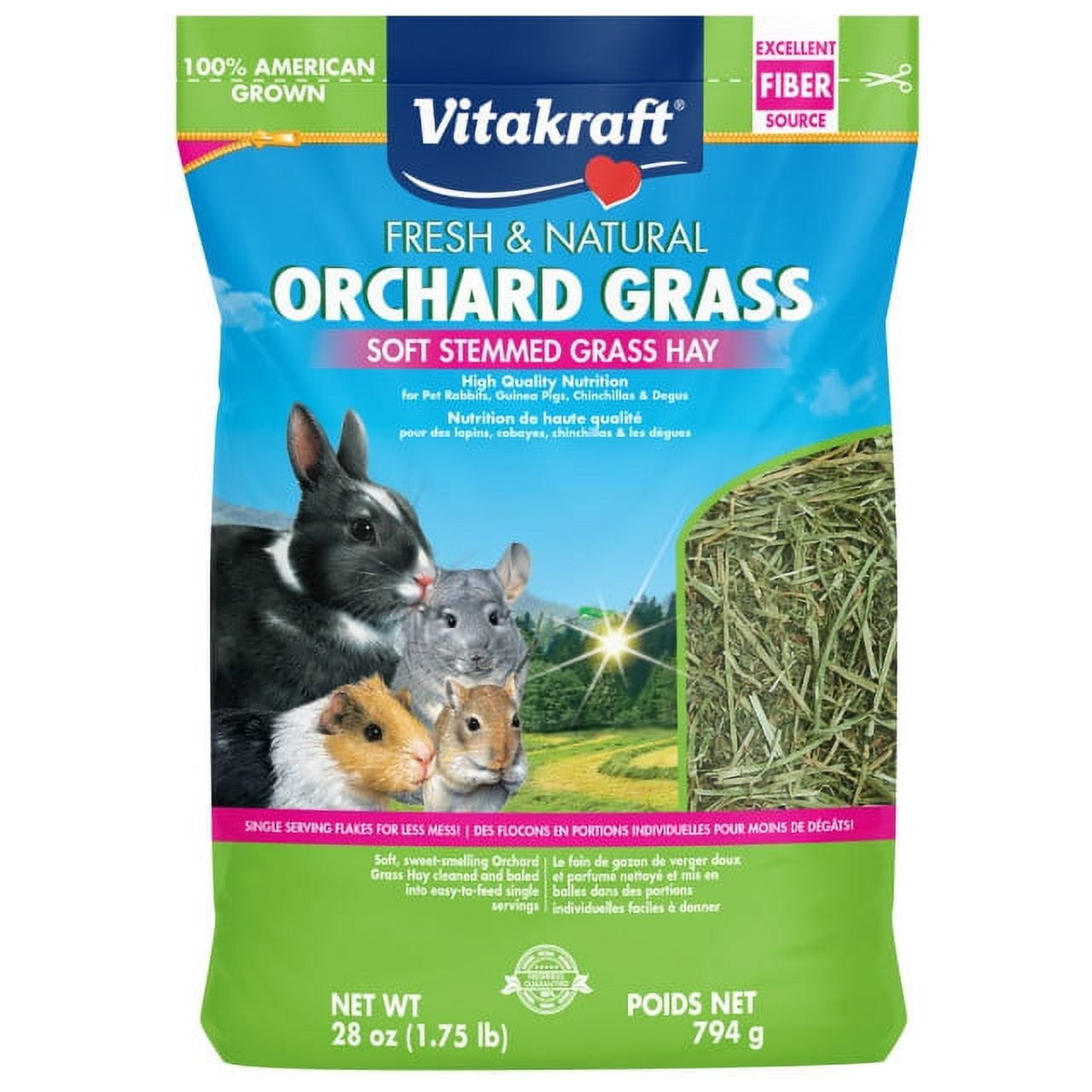 Vitakraft Orchard Grass Soft Stemmed Grass Hay [Small Pet Hay and Grass, Vitakraft, Small Pet Supplies] 28 oz