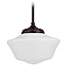 thumbnail image 3 of Design Classics Lighting 14 Inch Retro Farm Style Bronze Schoolhouse Pendant Light with Milk Frosted Glass, 3 of 4