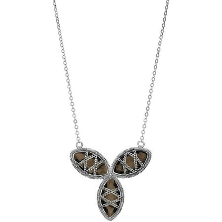 5th & Main Sterling Silver Hand-Wrapped Triple Floral Smokey Quartz Stone Necklace