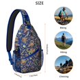thumbnail image 5 of Sling Backpack,Blue Christmas Candy Cane Pattern Sling Bag with Water Bottle Holder,Waterproof Sling Bag for Men/Women with Headphone Jack for Hiking,Travel, 5 of 6