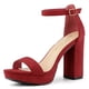 thumbnail image 1 of Sandalias De Alto Talón Grueso Correa De Tobillo Con Plataforma Para Mujer Rojo 38, 1 of 7