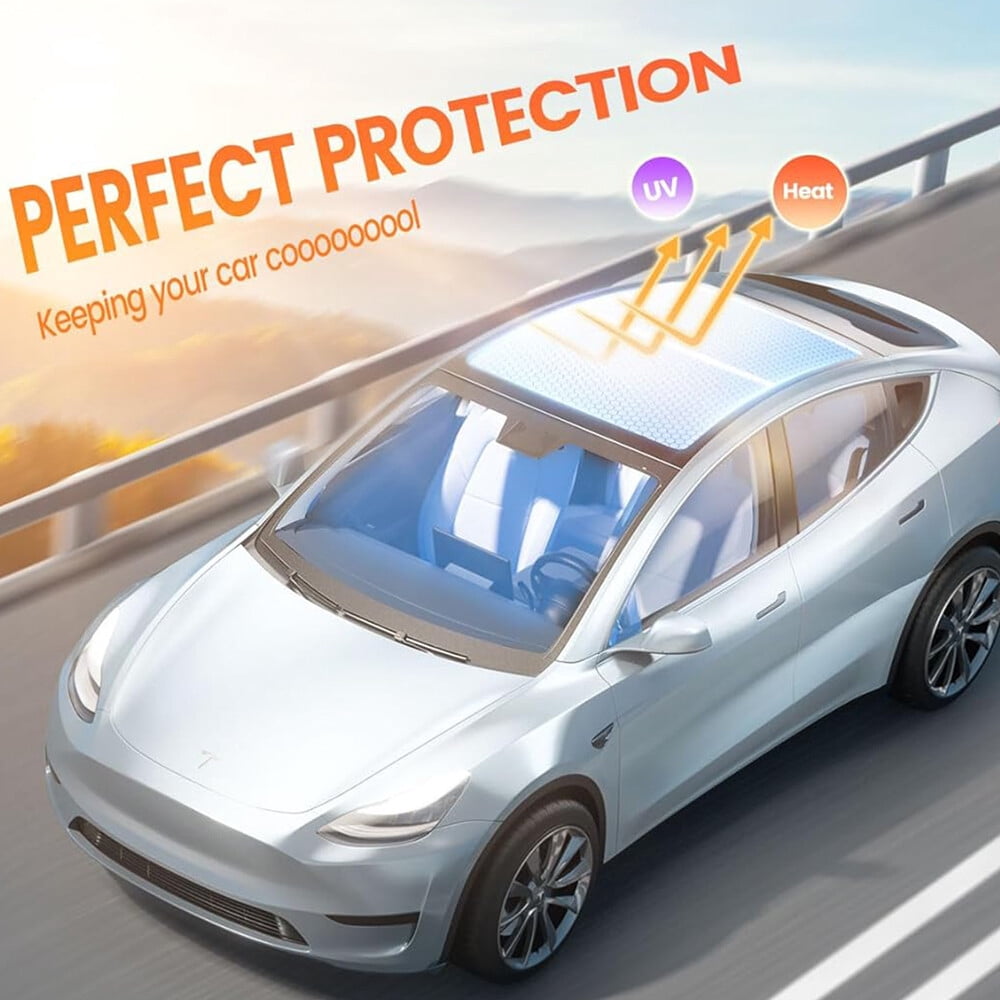2WIN2BUY Sunshade Roof for Tesla Model Y 2020-2024,No-Gap & No-Sag Heat Insulation Foldable Sunroof Sun Shade for Tesla Model Y Accessories