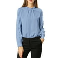 thumbnail image 5 of Allegra K Women's Work Ruffle Trim Neckline Solid Shirt Button Decor Blouse, 5 of 6