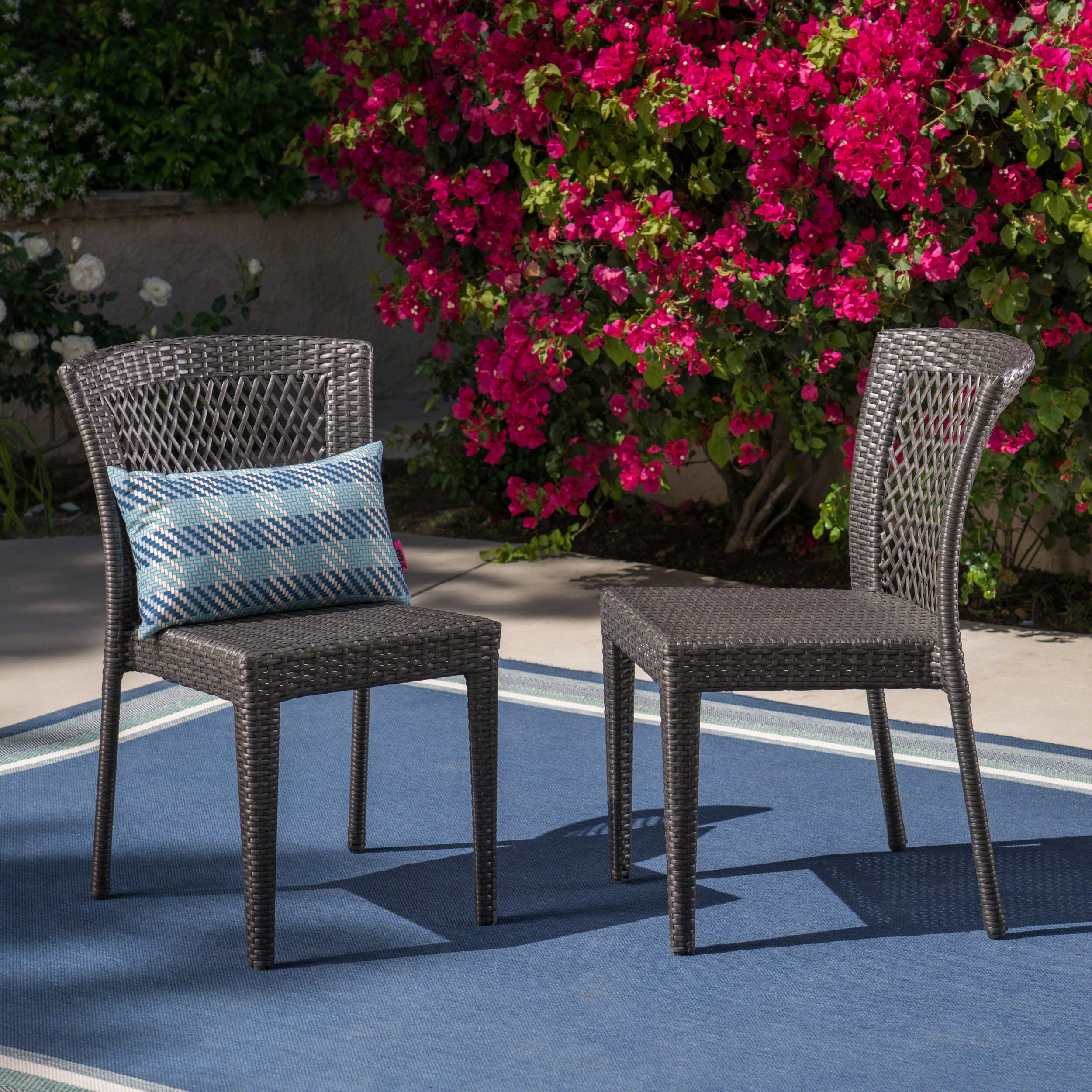 Outdoor Wicker Dining Chairs,Grey