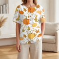 thumbnail image 5 of Halloween Shirts for Women Candy Spider Graphic Henley Scary Tops Skeleton Loose Fit Short Sleeve Horror Cute T-Shirt 3XL, 5 of 7