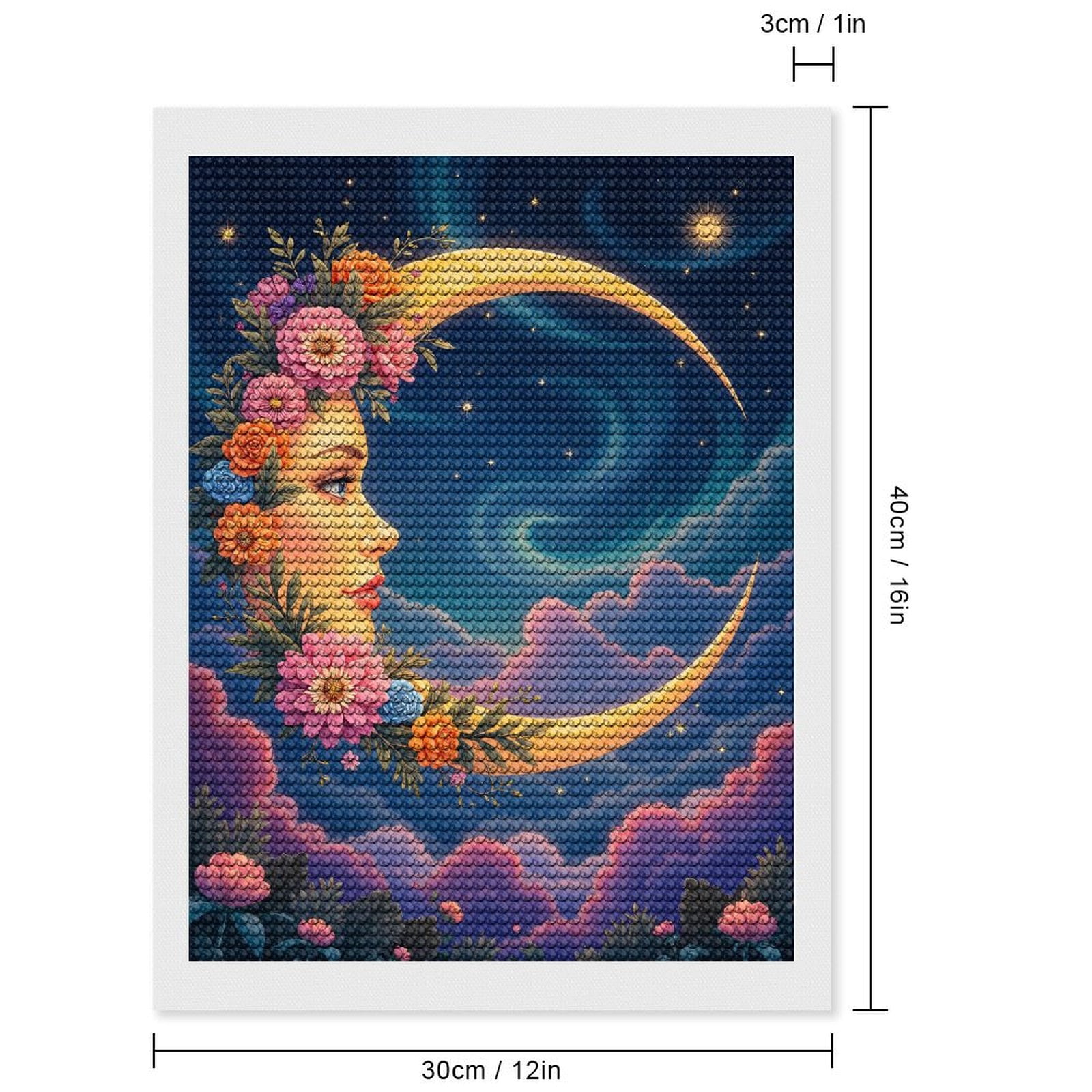 Diamond Art Kits for Adults, Face Moon Flowers Night Sky 5D Diamond Painting Kits for Adults Beginners, DIY Full Drill Diamond Painting, Gem Art and Crafts 12x16