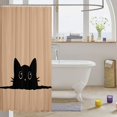 thumbnail image 3 of Manfei Kawaii Cat Shower Curtain 72Wx72L, Simple Art Animal Bathroom Curtain, Black Beige, 3 of 5