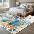 thumbnail image 5 of Marine Life Washable Living Room Rugs 5'x8', Blue Shell Starfish Eucalyptus Leaves Coral Low Pile Throw Large Area Rug Non-Slip Sturdy Edge Binding Carpet for Living Room Kitchen Office, 5 of 9