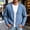 Blue, variant on 2026 Men's V Neck Washed Denim Cardigan Jacket, Wooden Button Front Slip Side Pockets Loose Fit Casual Daily Shacket Outerwear