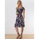 thumbnail image 2 of Vestido Dobladillo Con Volantes Aleteo Mangas Cuello Cuadrado Con Cinturón Para Mujeres Azul Rosado XS, 2 of 5