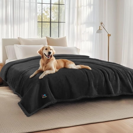 Waterproof Pet Blanket for Sofa & Bed Reversible Sherpa Fleece King Size