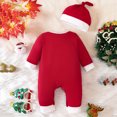 thumbnail image 4 of Kids Boys Girls Christmas Romper New Spring And Autumn Long Sleeve Crawl Suit Letter Print Long Sleeve Open Jumpsuit With Hat 6-9 Months, 4 of 4