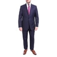 thumbnail image 1 of Blujacket Classic Fit Navy Blue Pinstriped Two Button Half Canvassed Wool Suit, 1 of 1