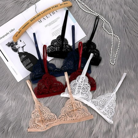 

Clearance Women Floral Lace Bra Bustier Sheer Top Seamless Bralette Transparent Cup Underwear