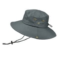 thumbnail image 2 of Summer Outdoor Sun Hat Protection Bucket Boonie Cap Solid Adjustable Fishing Hat, 2 of 4