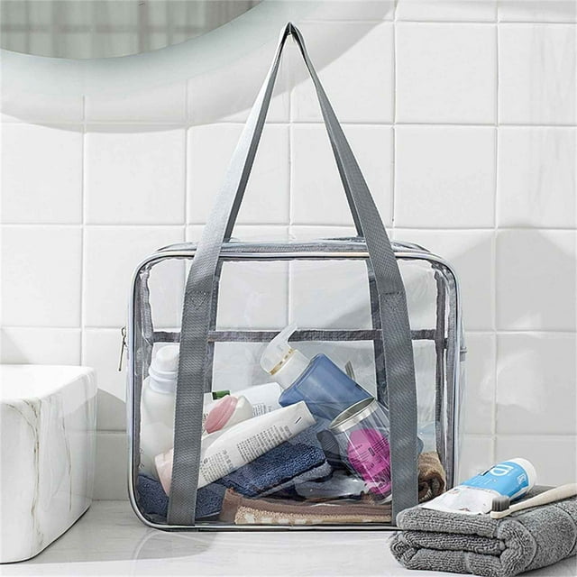 Zippered Tote Bag, Portable Bathroom Travel Bag In Clear PVC Cosmetic Bag
