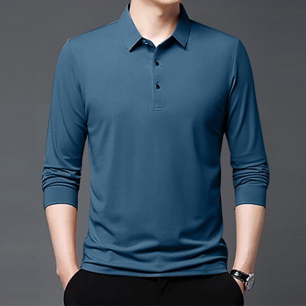 pstuiky camisas de manga larga para hombre, Camisa/top informal de manga larga con solapa a cuadros para hombre, moda de primavera e invierno camisetas de hombre l