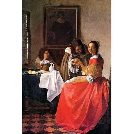 Girl with a wine glass Poster Print by Johannes Vermeer (24 x 36)