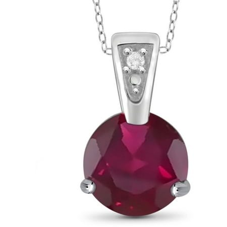 JewelersClub 1-1/5 Carat T.G.W. Ruby and White Diamond Accent Sterling Silver Fashion Pendant